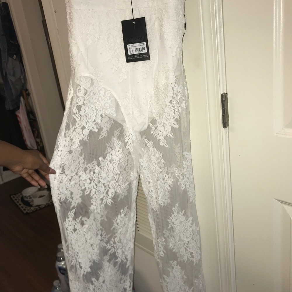 Missguided white lace jumpsuit